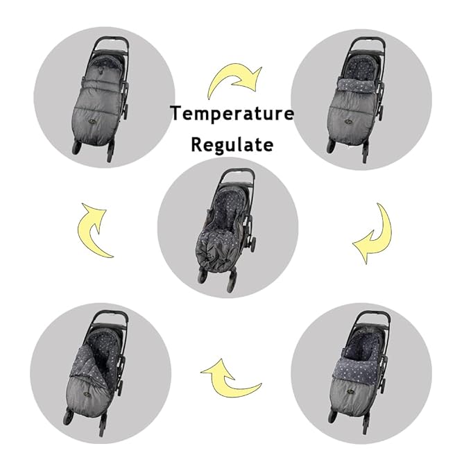 CozyMe Stroller Footmuff, Stroller Hooded Blanket for Toddler, Stroller Bunting Bag with Multi Purpose Fleece Lined Warm Winter Stroller Cover, M6-4T,Heather Grey