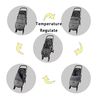 CozyMe Stroller Footmuff, Stroller Hooded Blanket for Toddler, Stroller Bunting Bag with Multi Purpose Fleece Lined Warm Winter Stroller Cover, M6-4T,Heather Grey