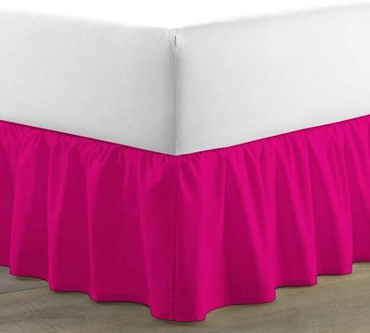 Bed Skirt - Ruffled Bed Skirt (King, Hot Pink) 12 Inch Drop Dust Ruffle with Platform, 100% Cotton 800 Thread Count Fabric - Dust Ruffle Bedskirt for Easy Fitting and Easy Care