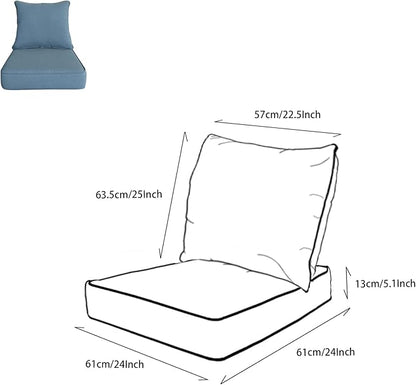 Goodgoods 24x24 inch Outdoor/Indoor Deep Seat Patio Cushion Set of 1 Resilient Foam Filling Water Repellent Stain-Resistant UV Resistant Weather Resistant Deep Seat Bottom Light Blue