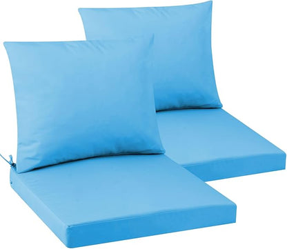 Outdoor Seat Cushion Set 24 x 24 In, Water-Resistant & Fade-Resistan, Patio Furniture Cushions with Removable Cover Deep Seat & Back Cushion with Handle and Adjustable Straps for Chair Sofa,2PC