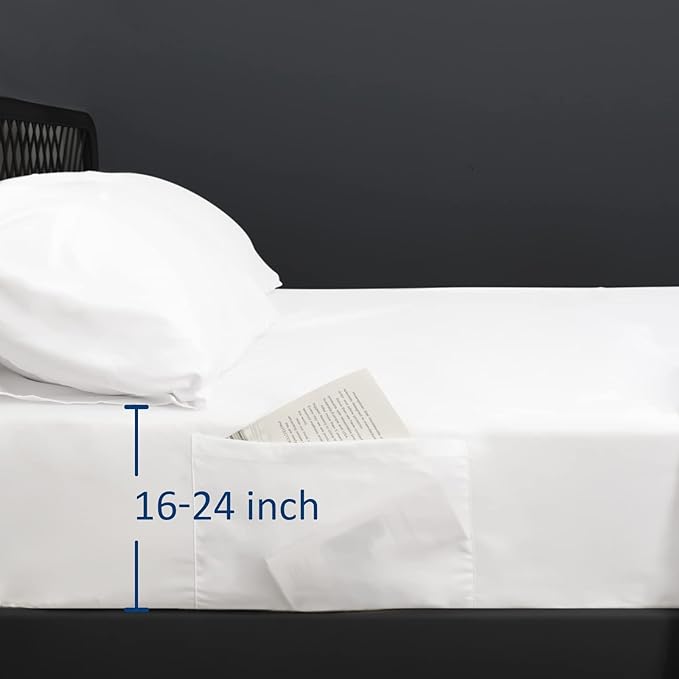 Moonsea Full Size Air Mattress Sheet Set - 3 Pieces Extra Deep Pocket Full Sheet Set 16 to 24 inch - Sheets with Pocket on Side - Easily Fits Extra Deep Pillow Top Air Mattress-White