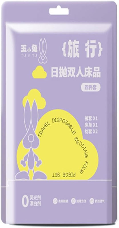 Disposable Travel Set (Duvet Cover, Bed Sheet, Pillow Case), Disposable Bed Sheets - Clean, Safe and Healthy for Your Hotel, Hospital and Business Travel Full (Purple Flower Color 4 pic)