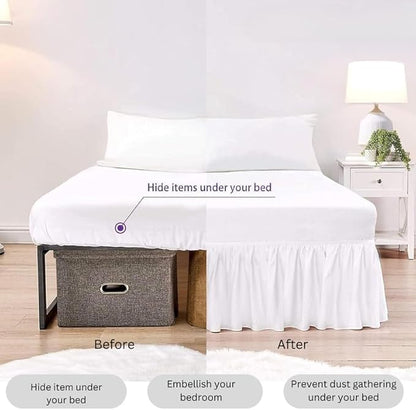 Ruffle Bed Skirt with Split Corners, Microfiber Dust Ruffled for a Perfectly Tailored Bedding Ensemble, Wrinkle and Fade Free, Easy Fit, Twin Size 18 Inch Drop, White