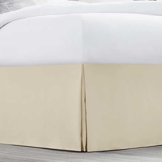 Nestl Cream Twin XL Bed Skirt - Twin XL Size 14 Inch Drop - Brushed Microfiber Hotel Quality Pleated Bed Skirt - Shrinkage & Fade Resistant