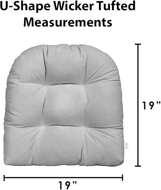 RSH DECOR: Tufted U-Shape Wicker Seat Cushions Set of 2 | 19” x 19” | All-Weather Spun Fabric | Water-Resistant | Outdoor Chair Cushions for Patio Furniture | Floral Blooms Pink