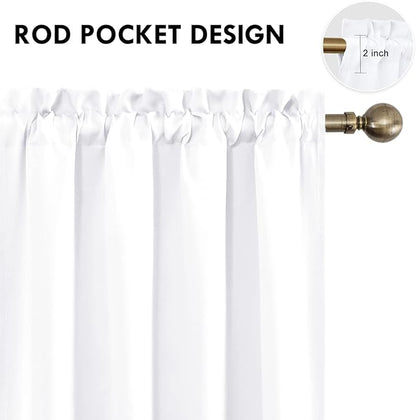 DWCN White Curtains for Living Room Thermal Insulated, 50% Light Blocking Curtains for Bedroom, Dining Room Window, W 52x L 54 Inch, Set of 2 Rod Pocket Curtain Panels