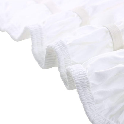 White Drona Bedding Wrap Around Bed Skirts with 16' Drop - Three Sides Fabric Adjustable Elastic Dust Ruffle Silky Soft -600 TC Cotton Stretchy Bed Skirt with 16' Drop-Twin XL(39'X 80') White