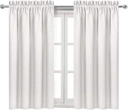 DWCN Blackout Curtains Thermal Insulated, Energy Saving & Noise Reducing Bedroom and Living Room Curtains, Ivory, W 42x L 54 Inch, Set of 2 Rod Pocket Curtain Panels
