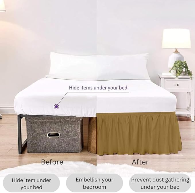 Ruffle Bed Skirt with Split Corners, Microfiber Dust Ruffled for a Perfectly Tailored Bedding Ensemble, Wrinkle and Fade Free, Easy Fit, Queen Size 21 Inch Drop, Taupe