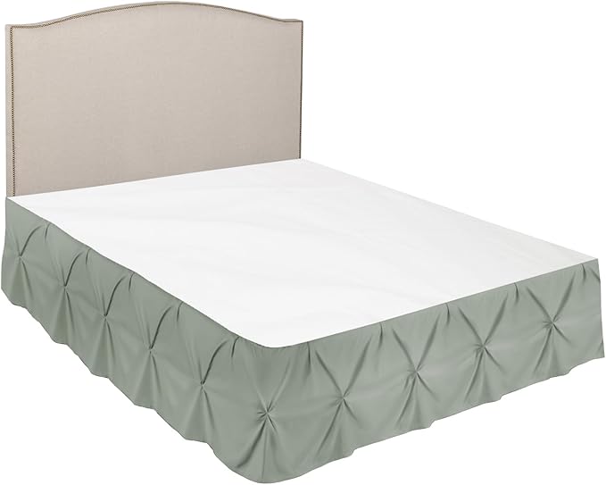 Nestl Sage Green Bed Skirt Cal King Size, Pinch Pleat Cal King Bed Skirt, 14" Inch Drop Cal King Bedskirt, Hotel Quality Bed Skirts, Microfiber Bedskirt for Cal King Bed, Sage Green Cal King Bed Skirt