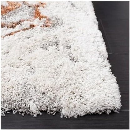 SAFAVIEH Area Rug 8x10 - Horizon Shag Collection - Large - Grey & Rust, Modern Design, Non-Shedding & Easy Cleaning, Ultra Plush Thick Pile, Ideal for Living Room, Bedroom, Dining Space (HZN890P)