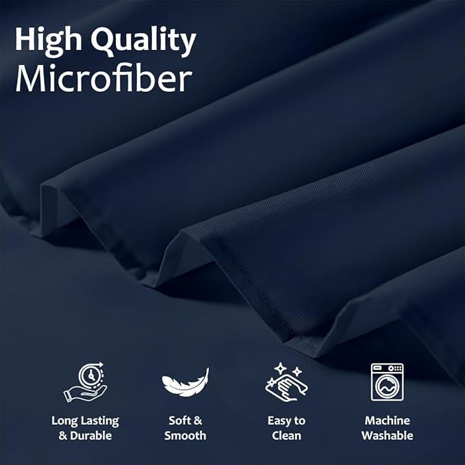 Shreem Linen Ruffled Bed Skirt with Split Corners, Gathered Style, 100% Microfiber, 10-Inch Drop, Dust Ruffle Bedskirt with Platform, Cal-King, Navy Blue