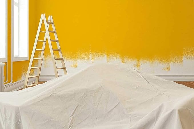ZUPERIA Canvas Drop Cloth for Painting (Size 4' x 15' Feet Pack of 4) Painters Drop Cloth for Painting, Furniture & Floor Protection All Purpose Thick Canvas tarp with Double Stitched Edges