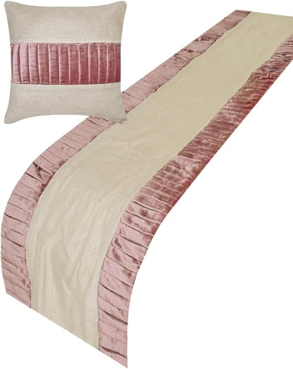 The HomeCentric King/Queen/Twin Purple Luxury CA King 86"x18" Bed Runner with One Pillow Cover, Patchwork, Pintucks Bed Scarf on Velvet Fabric - Layer by Layer