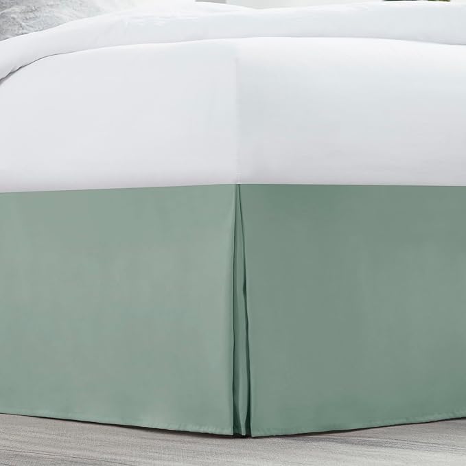 Nestl Sage Green Bed Skirt Queen Size - Queen Bed Skirt 14 Inch Drop - Brushed Microfiber Bed Skirts - Hotel Quality Pleated Bed Skirt - Shrinkage & Fade Resistant
