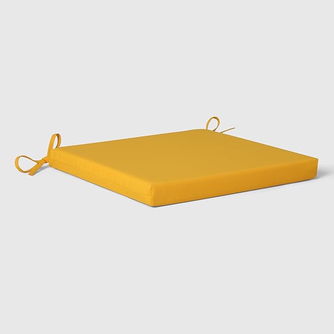 WestinTrends Solace Outdoor Patio Kitchen Dining Chair Square Seat Cushions Set of 4, 18 x 18, Yellow
