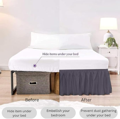 Ruffle Bed Skirt with Split Corners, Microfiber Dust Ruffled for a Perfectly Tailored Bedding Ensemble, Wrinkle and Fade Free, Easy Fit, Queen Size 21 Inch Drop, Dark Grey