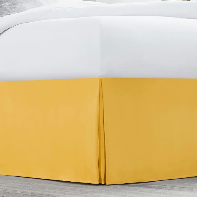Nestl Yellow Bed Skirt King Size - King Bed Skirt 14 Inch Drop - Brushed Microfiber Bed Skirts - Hotel Quality Pleated Bed Skirt - Shrinkage & Fade Resistant