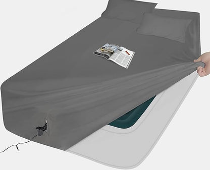 King Sheet Sets - Air Mattress Sheets, 3 Pieces, 16 to 24 inch, Inflate Without Disassembly, Convenient & Firm, Easy to Use (Gray, King)