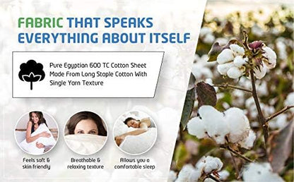 Luxury Full Sleeper Sofa Bed Sheet Set, I100% Egyptian Cotton, 600 Thread Count - Ivory Plain Color, Soft Fabric, Size (54 x 72 +6 Inch Deep Pocket), 4 Pcs Sleeper Sofa Sheet Set