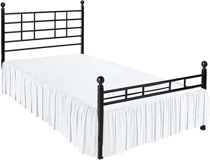 SlumberWell Twin Bed Skirt with Split Corners, Soft Microfiber, 18 Inch Drop, White Solid, Elegant Ruffled Design