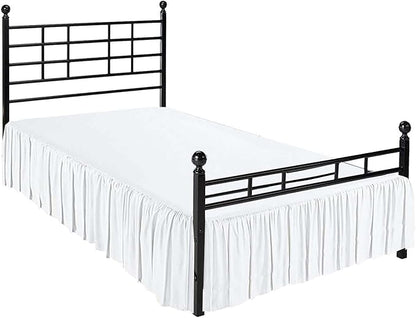 SlumberWell Twin Bed Skirt with Split Corners, Soft Microfiber, 18 Inch Drop, White Solid, Elegant Ruffled Design