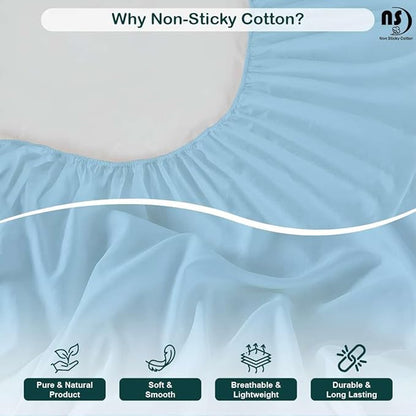NON Sticky cotton Full Size Sleeper Sofa Sheets, 4 Piece Egyptian Cotton Bed Sheet Set for Sofa Bed, 6" Deep Pocket Fitted Sheet for Pull Out Couch Mattress, 54" x 75", Light Blue Solid