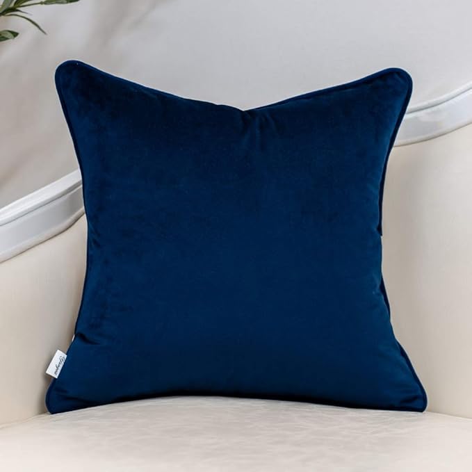 Yangest Blue Striped Throw Pillow Cover Multicolor Velvet Cushion Cover Modern Bohemian Pillowcase for Sofa Couch Bedroom Living Room Home Christmas Decoration,16x16 Inch