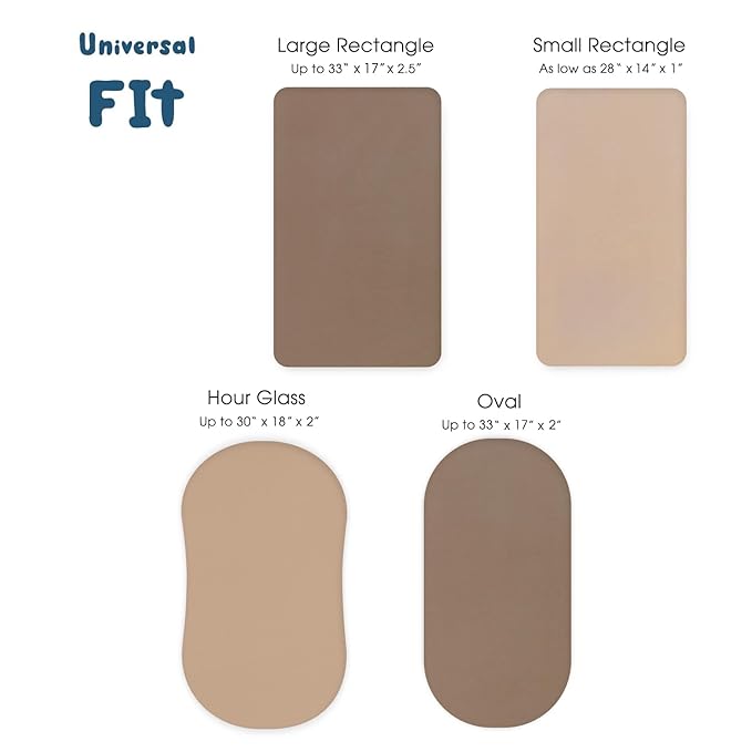 GRSSDER Stretchy Ultra Soft Fitted Bassinet Sheet 2 Pack, Universal Fit for Bassinets Baby Cradle Moses Basket Oval Rectangle Mattress Safe and Snug, Jersey Bassinet Sheets for Baby, Tan & Brown