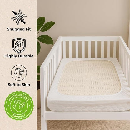 Organic Cotton Crib Mattress Protector (Water-Resistant) - Breathable Fitted Liner Pad, GOTS-Certified, Hypoallergenic, Made in USA - Cradle 36"x18" - Pack of 1