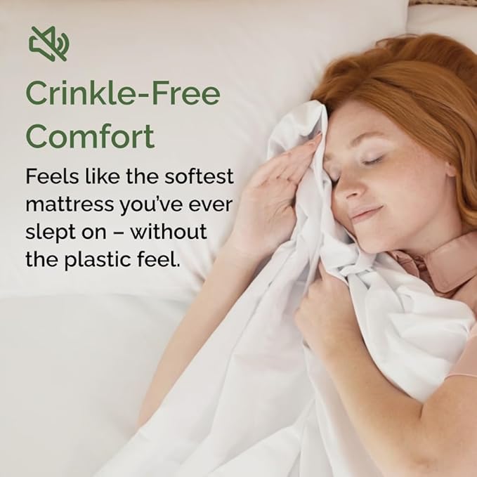 Waterproof Cooling Mattress Protector - Mattress Cover Full Size Bed - Viscose Made From Bamboo - Soft, Breathable, Noiseless & Washable - Fitted Sheet Style & All Round Protection - (54" x 75") White