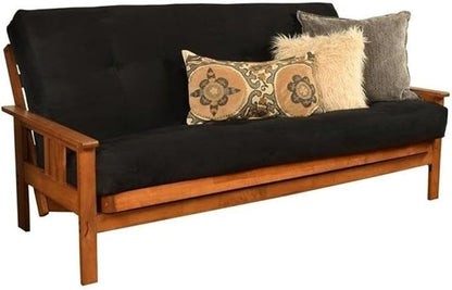 BOWERY HILL Full-Size Suede Fabric Futon in Black-Frame Not Included