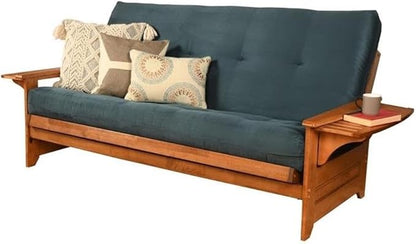 BOWERY HILL Full-Size Suede Futon in Blue-Frame Not Included