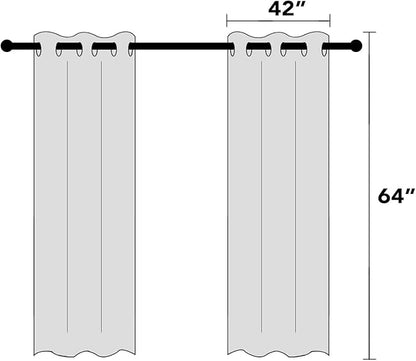 PrinceDeco 100% Black Out Curtains 64 inch Long 2 Panels Noise Reducing Curtains Full Room Darkening Linen Textured Window Drapes Thermal Insulated Panels for Living Room, 42 X 64 Inch, Stone Blue