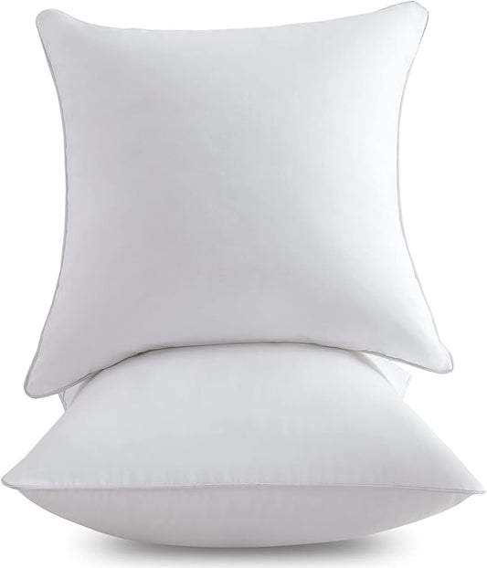 FAVRIQ 18 x 18 Pillow Inserts (Set of 2) - 18 Inch Square Interior Sofa Throw Pillow with 100% Cotton Cover - Decorative Pillow Insert Pair - White Couch Pillow