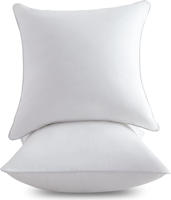 FAVRIQ 22 x 22 Pillow Inserts (Set of 2) - 22 Inch Square Interior Sofa Throw Pillow Inserts with 100% Cotton Cover - Decorative Pillow Insert White Sofa Pillow