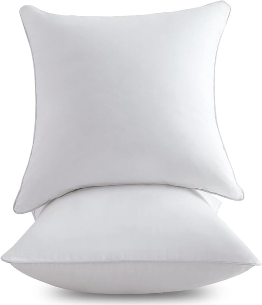 FAVRIQ 24 x 24 Pillow Inserts - 24 Inch Decorative Square Sofa Throw Pillow with 100% Cotton Cover - White Pack of 2