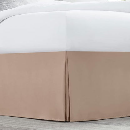 Nestl Taupe Full XL Bed Skirt - Full XL Size Bed Skirt 14 Inch Drop - Brushed Microfiber Bed Skirts - Hotel Quality Pleated Bed Skirt - Shrinkage & Fade Resistant