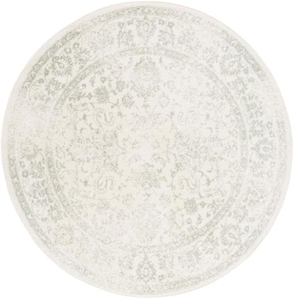 SAFAVIEH Adirondack Collection Area Rug - 3' Round, Ivory & Sage, Distressed Vintage Floral Design, Non-Shedding & Easy to Clean, Ideal for Living Room, Bedroom, Dining Space (ADR109V)
