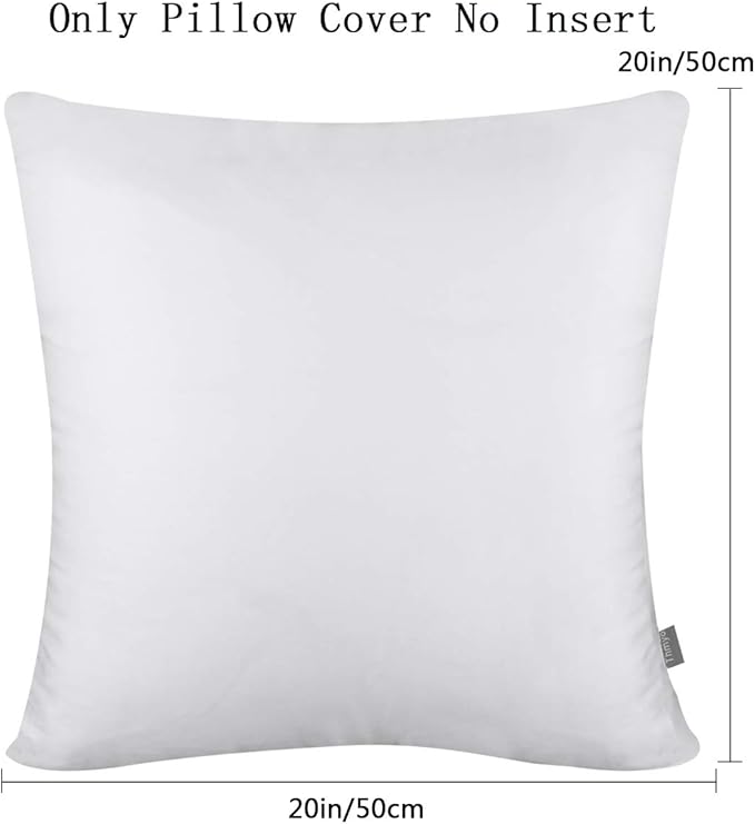 Thmyo 4-Pack 100% Cotton Comfortable Solid Decorative Throw Pillow Case Square Cushion Cover Pillowcase Sublimation Blank Pillow Covers Christmas DIY Throw Pillowcase(20x20inch/50x50cm,White)