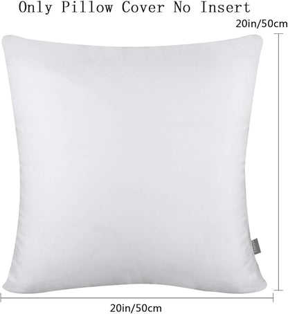 Thmyo 4-Pack 100% Cotton Comfortable Solid Decorative Throw Pillow Case Square Cushion Cover Pillowcase Sublimation Blank Pillow Covers Christmas DIY Throw Pillowcase(20x20inch/50x50cm,White)