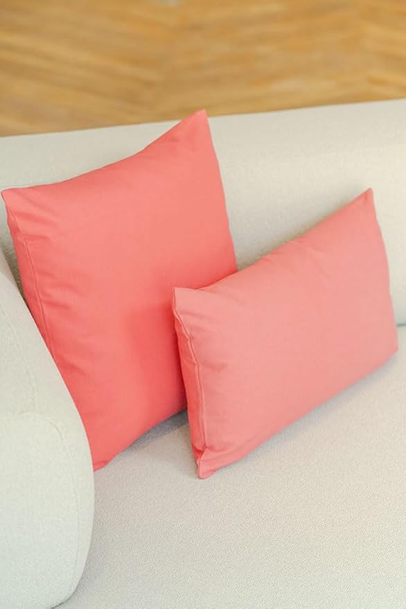 Haven & Glow Decorative Throw Pillow Cover – Square Cushion Case with Zipper | Modern Sofa, Couch & Bed Accent Pillow Covers for Living Room, Bedroom & Home Decor | 18 x 18 Inch – Hot Pink – Pack of 2