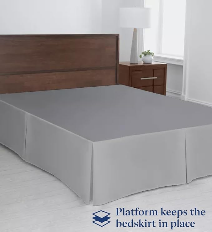 SKY BEDDINGS Luxury Pleated King Bed Skirt with Split Corners - 14 Inch Tailored Drop - Pleated Dust Ruffle - Wrinkle-Free 100% Microfiber - Easy Fit, Soft & Durable - Light Grey