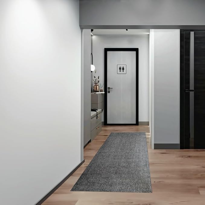sigun Modern Non-Slip Hallway Runner Rug – Washable, Stain-Resistant & Custom Size – Durable Indoor/Outdoor Carpet for Entryway, Kitchen, Porch, Balcony, Patio & Garage – High-Tra | Dark Gray - 4 x 16