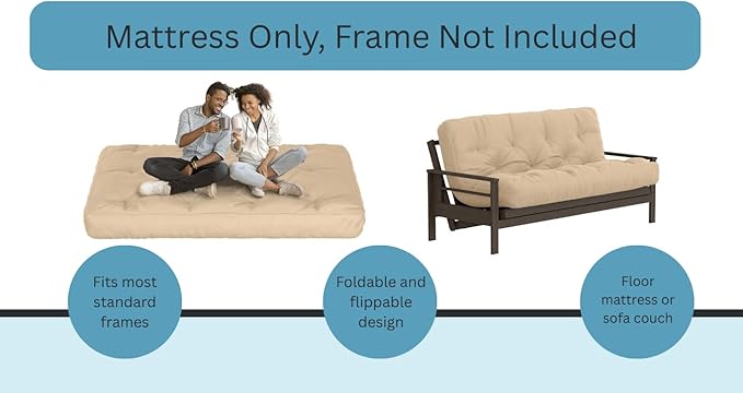 Royal Sleep Products by The Futon Factory 6 inch Foam Futon Mattress - Solid Blush Pink Cover - Twin Size - CertiPUR Certified Foams - Made in USA - Replacement Mattress - (Frame not Included)