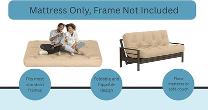 Royal Sleep Products by The Futon Factory 6 inch Foam Futon Mattress - Solid Blush Pink Cover - Twin Size - CertiPUR Certified Foams - Made in USA - Replacement Mattress - (Frame not Included)