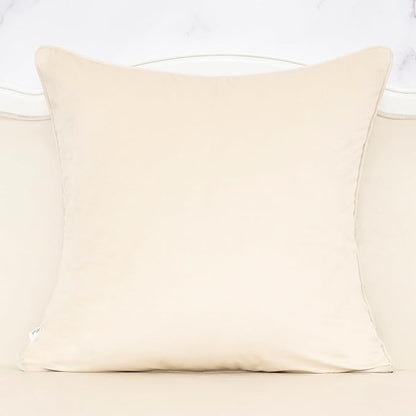Alerfa Beige Floral Throw Pillow Cover 20 x 20 Inch Cut Velvet Sqaure Luxury Decorative Pillow Cover for Couch Living Room Bedroom