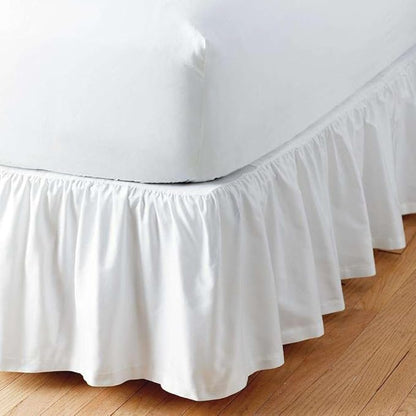SlumberWell Queen Bed Skirt with Split Corners, Soft Microfiber, 14 Inch Drop, White Solid, Elegant Ruffled Design