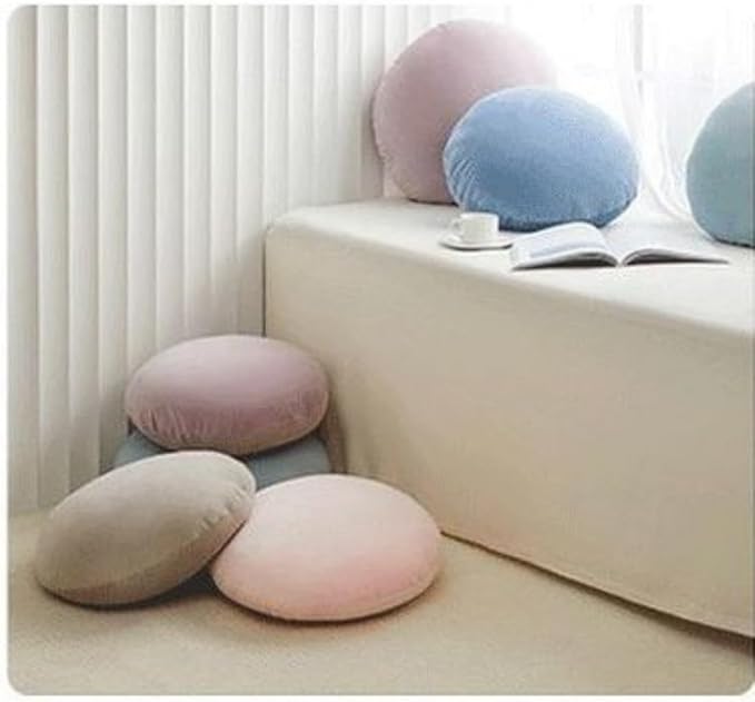 MOJUN Round Throw Pillow, 15.7" Soft Solid Color Home Decorative Round Pillows Sofa Chair Cushion Floor Pillows for Couch Car Living Room Bed, Light Grey